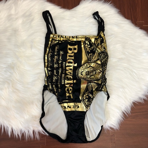 vintage budweiser one piece bathing suit